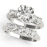 Silver Single Row Engagement Ring Prong Set