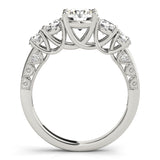 Silver Single Row Engagement Ring Prong Set