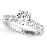 Silver Single Row Engagement Ring Prong Set