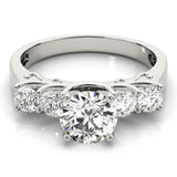 Silver Single Row Engagement Ring Prong Set