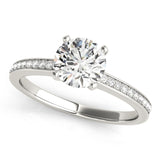 Silver Single Row Engagement Ring Channel Set