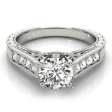 Silver Single Row Engagement Ring Prong Set