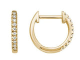 14 Karat Yellow Gold 20 Diamonds=0.10 Carat 12.4X1.7mm Huggie Earrings