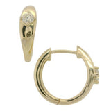 14 Karat Yellow Gold 2 Diamonds=.12 Carat GH I1 Huggie Hoop Earrings