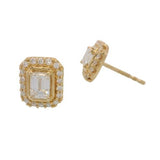 14 Karat Yellow Gold 2 Emerald Lab Grown Diamonds Center=.80 Carat FG VS 36 Lab Grown Diamonds=.20 Carat FG VS Earrings
