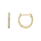 14 Karat Yellow Gold 16 Diamonds=0.22CT 12x1.7mm Hinged Hoop Earrings