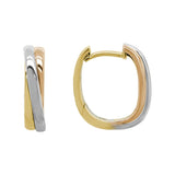 14 Karat Gold Tri-Color 13.9x3.7mm  Hinged Hoop Earrings