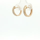 10 Karat Yellow Gold Hinged Hoop Earrings 22 Lab Grown Diamonds=.17 Carat