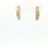 10 Karat Yellow Gold Hinged Hoop Earrings 22 Lab Grown Diamonds=.17 Carat