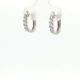 10 Karat White Gold Hinged Hoop Earrings 10 Lab Grown Diamonds=.25 Carat