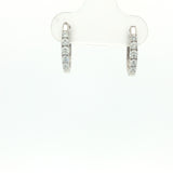 10 Karat White Gold Hinged Hoop Earrings 10 Lab Grown Diamonds=.25 Carat