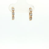 10 Karat Yellow Gold Hinged Hoop Earrings 6 Lab Grown Diamonds=.22 Carat