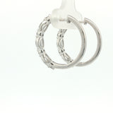 10 Karat White Gold 14 Lab Grown Diamonds=1.03 Carat Marquise Round Hoop Earrings