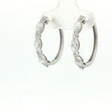 10 Karat White Gold 14 Lab Grown Diamonds=1.03 Carat Marquise Round Hoop Earrings