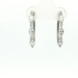 10 Karat White Gold 14 Lab Grown Diamonds=1.03 Carat Marquise Round Hoop Earrings