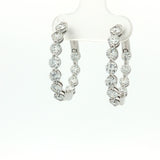 10 Karat White Gold 22 Lab Grown Diamonds=3 Carat Hoop Earrings