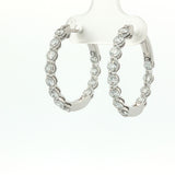 14 Karat White Gold 24 Lab Grown Diamonds=2 Carat Hoop Earrings