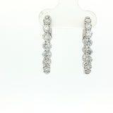 14 Karat White Gold 24 Lab Grown Diamonds=2 Carat Hoop Earrings