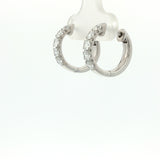 10 Karat White Gold 10 Lab Grown Diamonds=1 Carat Hinged Hoop Earrings