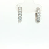 10 Karat White Gold 10 Lab Grown Diamonds=1 Carat Hinged Hoop Earrings