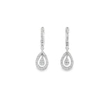 DIAMOND EARRINGS

10 Karat White Gold 76 Lab Grown Diamonds=.51 Carat Open Pear Shaped Dangle Earrings