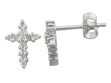 14 Karat White Gold 22 Round Diamonds=.25 Carat Cross Earrings