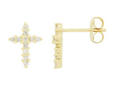 14 Karat Yellow Gold 22 Round Diamonds=.25 Carat Cross Earrings