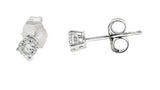 14 Karat White Gold Round 2 Diamonds = .25 Carat  I, I1 4 Prong Stud Earrings