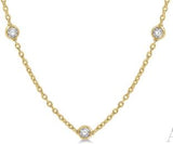 14 Karat Yellow Gold 11 Diamonds=1.5 Carats IJ, SI1-2 Station Necklace with Lobster Clasp Adjustable Length 16-18