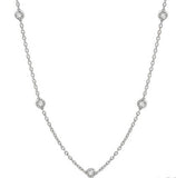14 Karat White Gold 11 Diamonds=1 Carat I-J, SI2-I1 Station Necklace with Lobster Clasp16-18