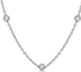 14 Karat White Gold 11 Diamonds=1.5 Carats IJ, SI1-2 Station Necklace with Lobster Clasp Adjustable Length 16-18"