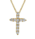 14 Karat Yellow Gold 11 Diamonds=.26 Carat Cross Pendant 16-18