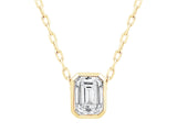DIAMOND PENDANTS
14 Karat Yellow Gold Lab Grown Diamonds=.53 Carat EF VS Bezel Emerald Cut Solitaire Pendant with Chain
