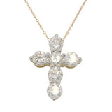 14 Karat Yellow Gold 6 Lab Grown Diamonds=2 Carat FG VS Cross with Chain