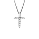 14 Karat White Gold
 11 Diamonds=0.14 Carat 12x9mm Cross Pendant includes 16-18" Cable Chain with Lobster Clasp