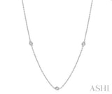 14 Karat White Gold 11 Diamonds=0.50 Carat IJ, SI2-I1 Station Necklace with Lobster Clasp Adjustable Length 16-18"