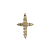 14 Karat Yellow Gold 11 Round Diamonds=.11 Carat Cross Pendant Chain Not Included