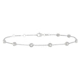 14 Karat White Gold 9 Diamonds=1 Carat IJ, SI2-I1 Station Bracelet with Lobster Clasp 7