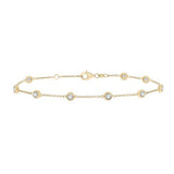 14 Karat Yellow Gold 9 Diamonds-1 Carat IJ, SI2-I1 Station Bracelet with Lobster Clasp 7"