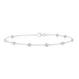 14 Karat White Gold 9 Diamonds=.75 Carat IJ,SI2-I1 Station Bracelet with Lobster Clasp  6-7
