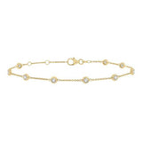 14 Karat Yellow Gold 9 Diamonds=.75 Carat IJ, SI2-I1 Station Bracelet with Lobster Clasp 6-7"