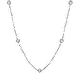 14 Karat White Gold 11 Diamonds=1.5 Carats IJ, SI1-2 Station Necklace with Lobster Clasp Adjustable Length 16-18"