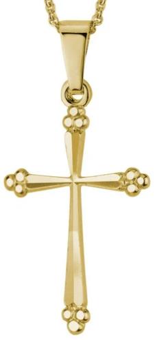 14 Karat Yellow Gold Botonee Cross Pendant 16-18