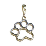 14 Karat Two Toned Pawprint Pendant - Chain Not Included