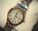Ladies Solar/Eco-Drive  Two Tone Stainless Steel Bracelet & 29mm Case White Dial Date Window Water Resistance 100m