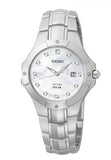Ladies Coutura SOLAR Stainless Steel Bracelet & Case Mother of Pearl Dial 12 Diamond Markers Date Window