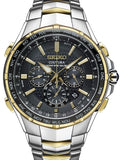 Men's Coutura Radio Sync Solar Chronograph    Two Tone Stainless Steel Bracelet & 44mm Case   Gray Dial LumiBrite Hands & Markers Date Window Water Resistance 100m
