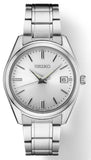 Mens Essentials  Quartz Silver Tone Bracelet & Case Silver Sunray Dial Date Window LumiBrite Hands Water Resistance 100m