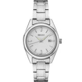 Ladies Essentials Quartz Stainless Steel Bracelet & 30mm Case White Dial Date Window LumiBrite Hands Water Resistance 100m