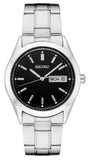 Men's Essentials Quartz Stainless Steel Bracelet & 37mm Case Black Dial Day/Date Window LumiBrite Hands & Markers Water Resistance 100m